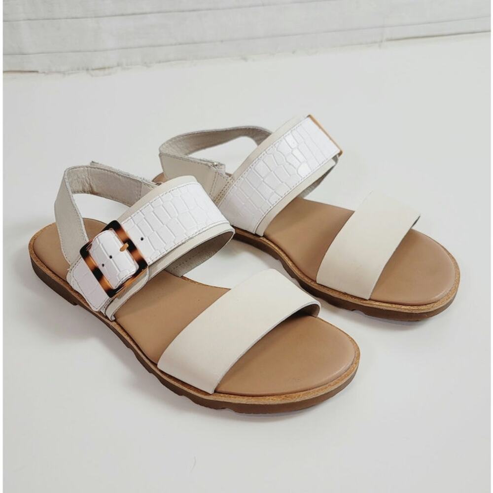 SOREL Ella III Slingback Sandals in Chalk/Gum, sz 9.5